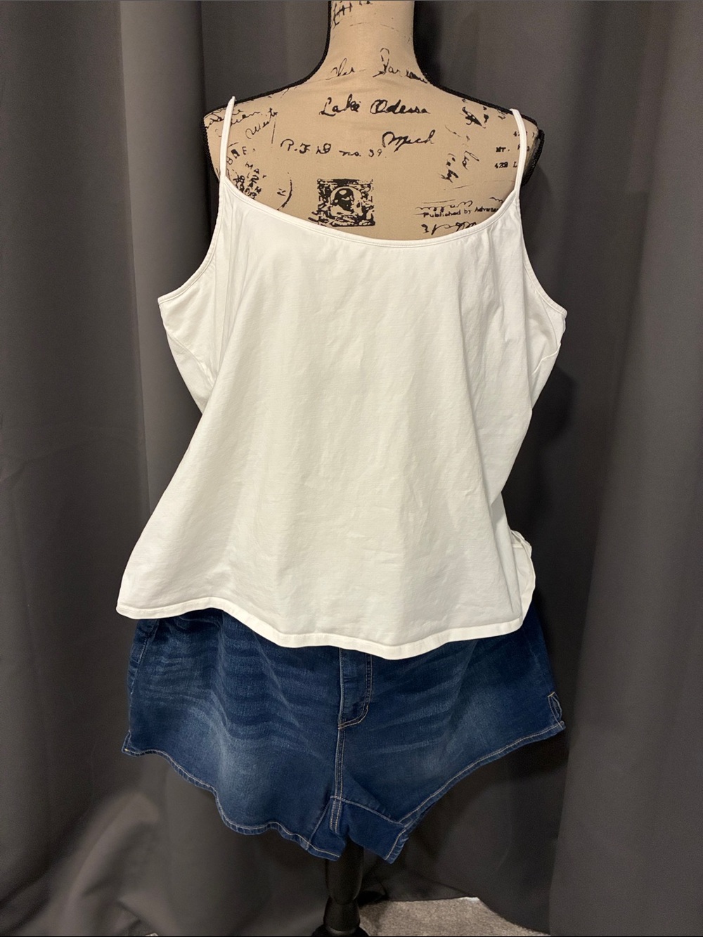 Bundle of Terra & Sky shorts and Venus White Cotton Spaghetti Strap Camisole